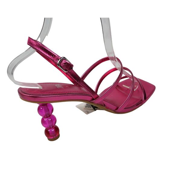 New ZARA Metallic Fuchsia Strappy Lucite Balls Slingback Heel Sandals 8 EU 39 - Picture 4 of 9